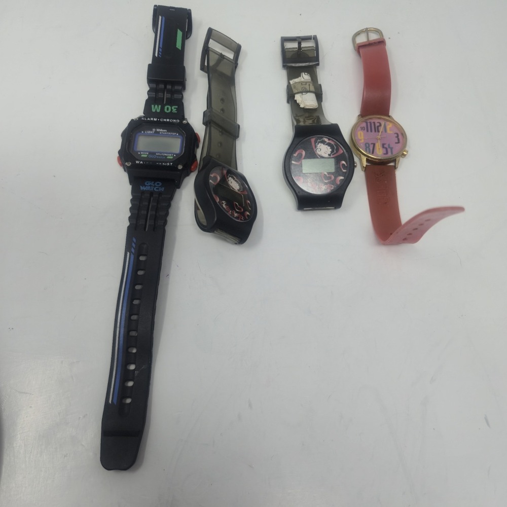 Vintage 1989 Guess Watch Pink Dial Wilson Glo Betty Boop Jelly Lot 4pc PARTS